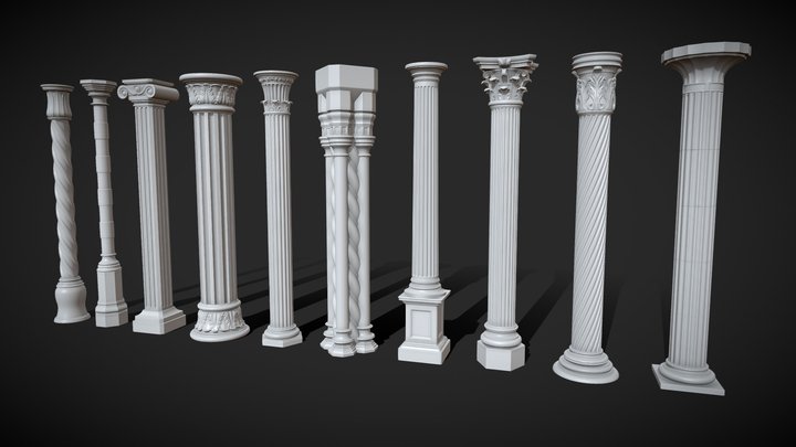 Columns Collection -1 - 10 pieces 3D Model