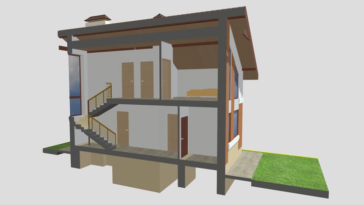 Розріз 2-2 Садовий буд - Пролісок 3D Model