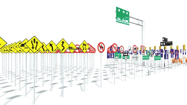 Argentina road signs pack 3D Model