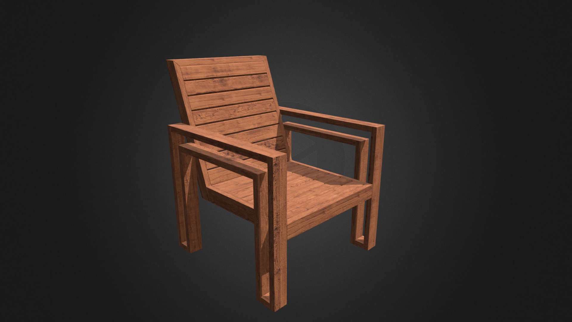 3D model Wooden Chair - This is a 3D model of the Wooden Chair. The 3D model is about a wooden chair with a black background.
