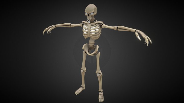 Free Stylized Dark Fantasy Skeleton V1 3D Model