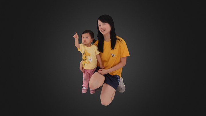 Mother and daughter look into the distance 1004 3D Model