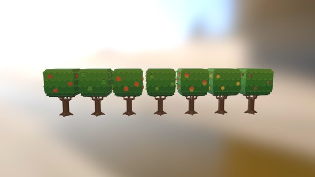 Staxel Fruit Trees 3D Model