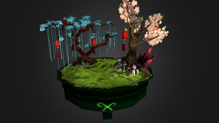 Japanese tree garden 3D Model