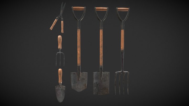 Realistic Garden Tools Pack 3D Model