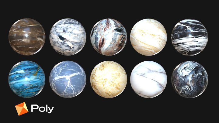 10 Realistic Marble Material Pack - PBR Textures 3D Model