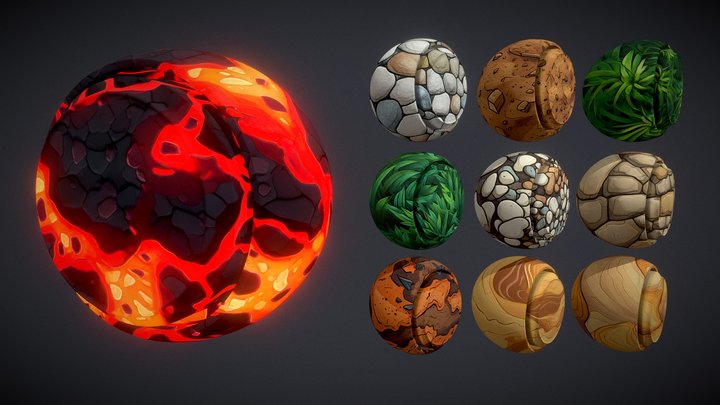 Stylized PBR Material Pack for 3D Environments 3D Model