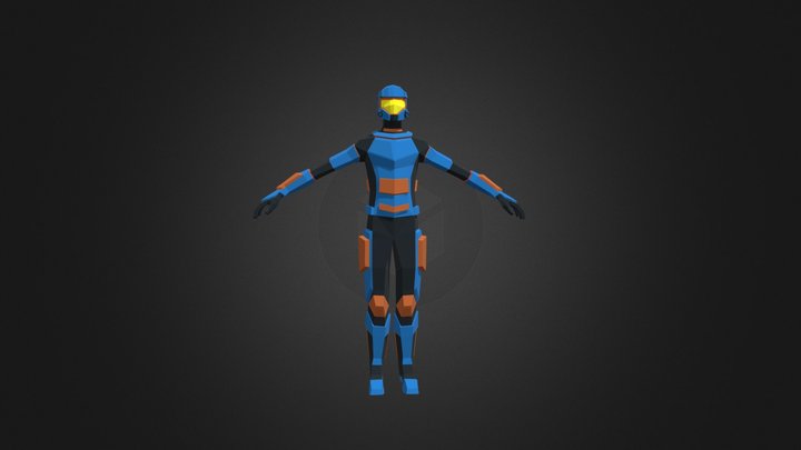 low poly scifi soldier 3D Model