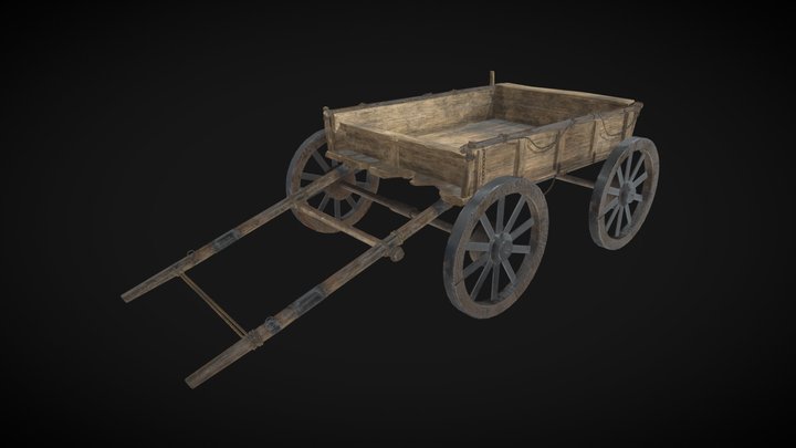 Medieval Cart Low Poly 3D Model