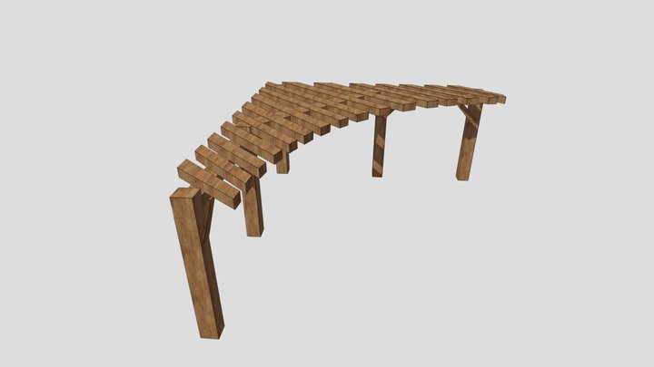 Wooden Pergola 3D Model