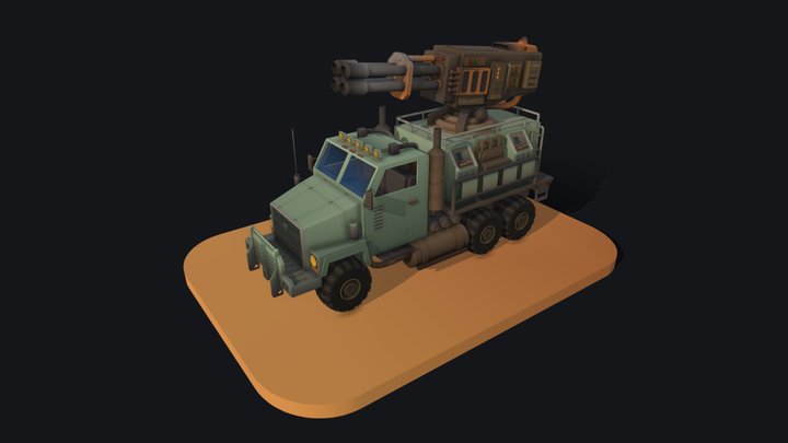 Millitary Turret Truck 3D Model