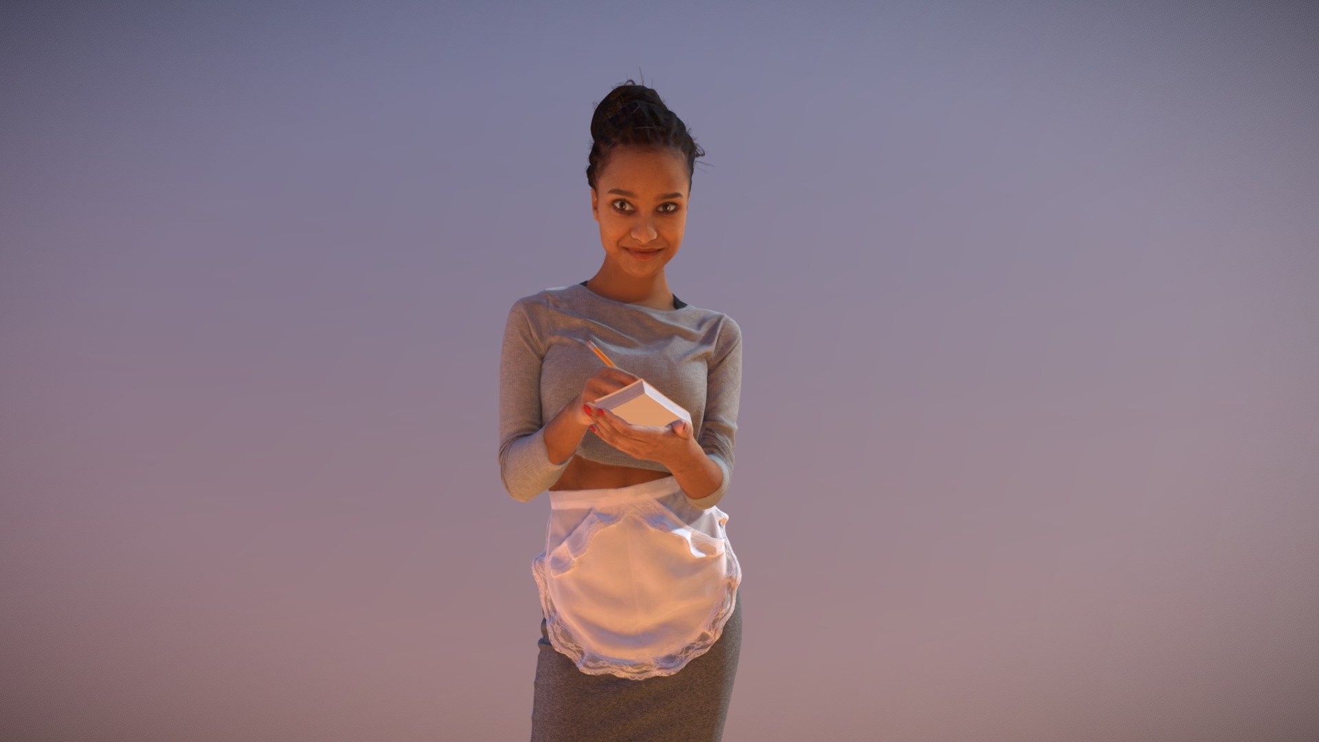 A Black African Waitress Woman Noting An Order