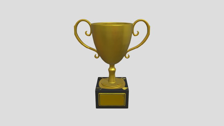 golden trophy with handles 3D Model
