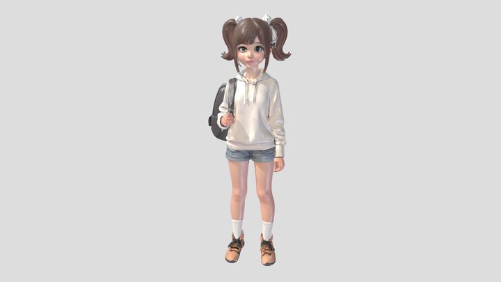 Anime Girl Character 3D Model
