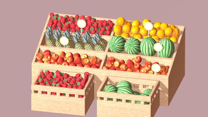 Fruit Stall (highpoly) 3D Model