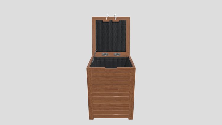 Wooden Laundry Basket 3D Model
