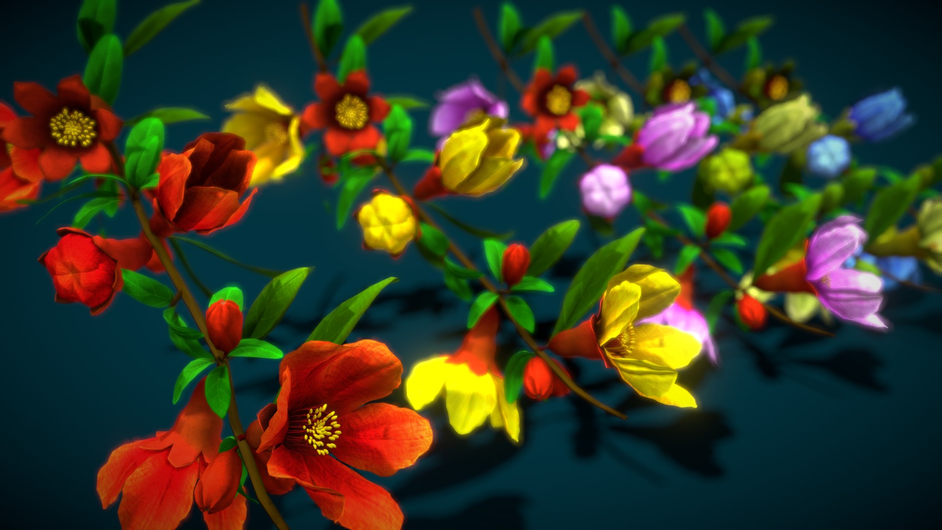 3D model Flower Punica Granatum - This is a 3D model of the Flower Punica Granatum. The 3D model is about a close up of flowers.