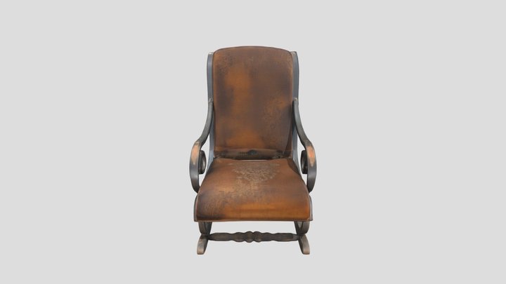 Velvet Antique Rocker chair 3D Model
