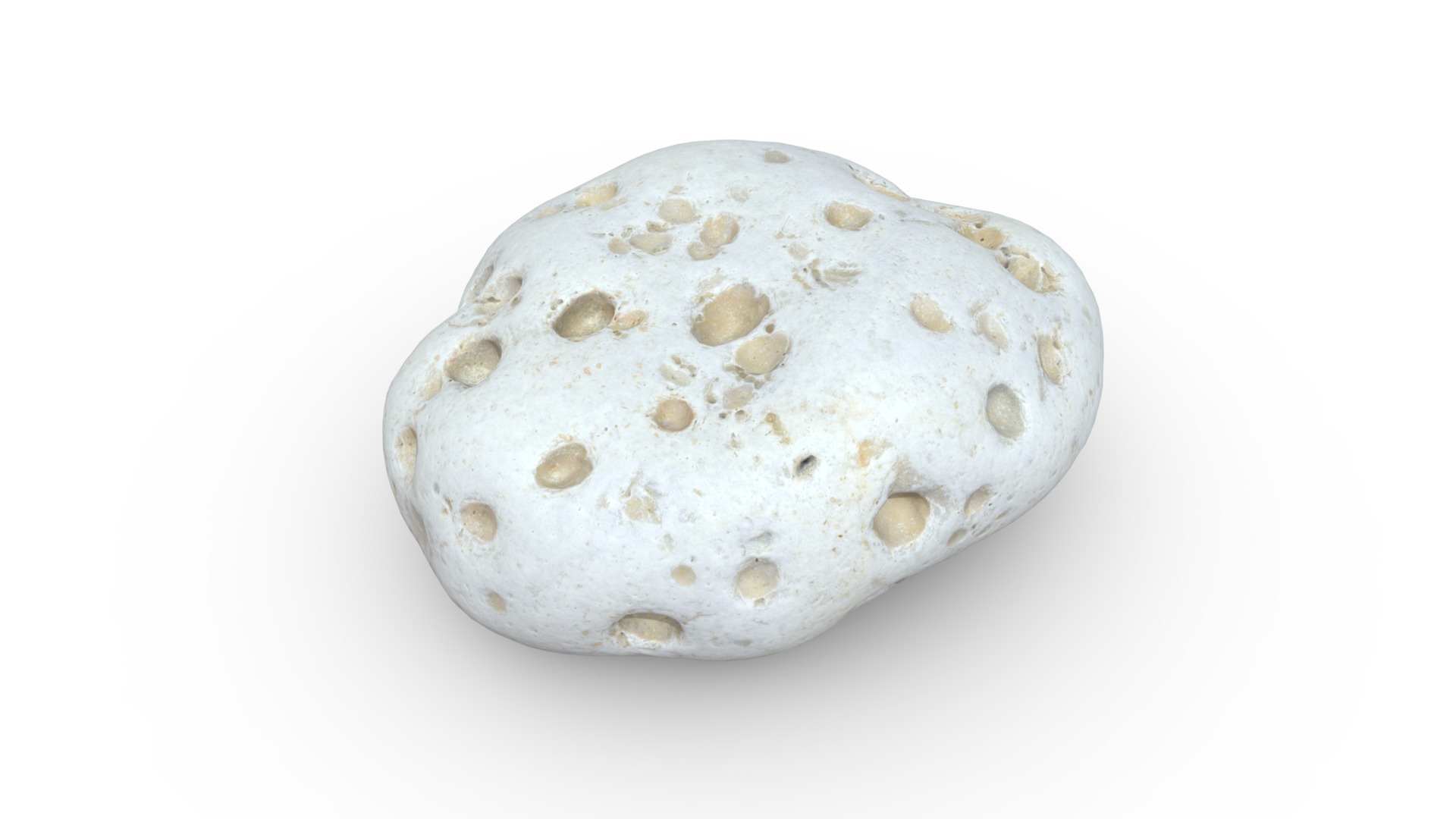 3D model A stone from Benicarlo - This is a 3D model of the A stone from Benicarlo. The 3D model is about a white potato with white spots.