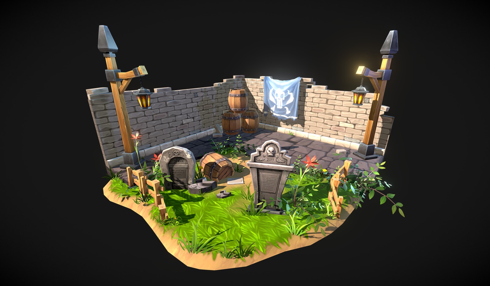 Bricks and Graves on the Grass - 3D model by Eunyoung Gwon (@dawkinsia ...