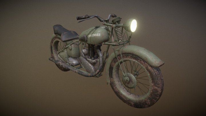 1942 Triumph 3HW motorcycle 3D Model