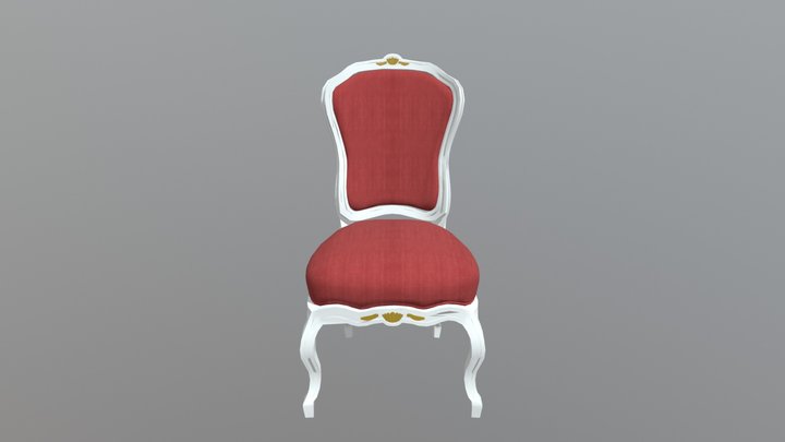 Red Baroque Dining Chair 3D Model