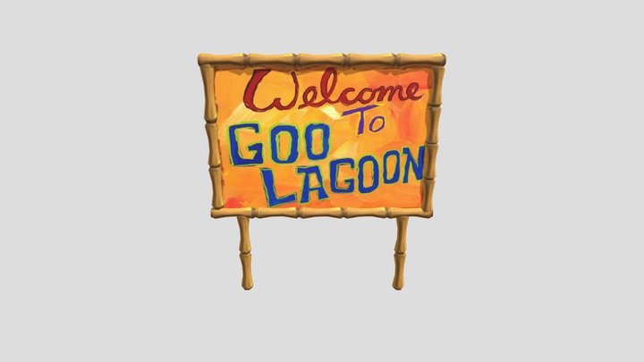 spongebob patty pursuit Goo Lagoon sign 3D Model