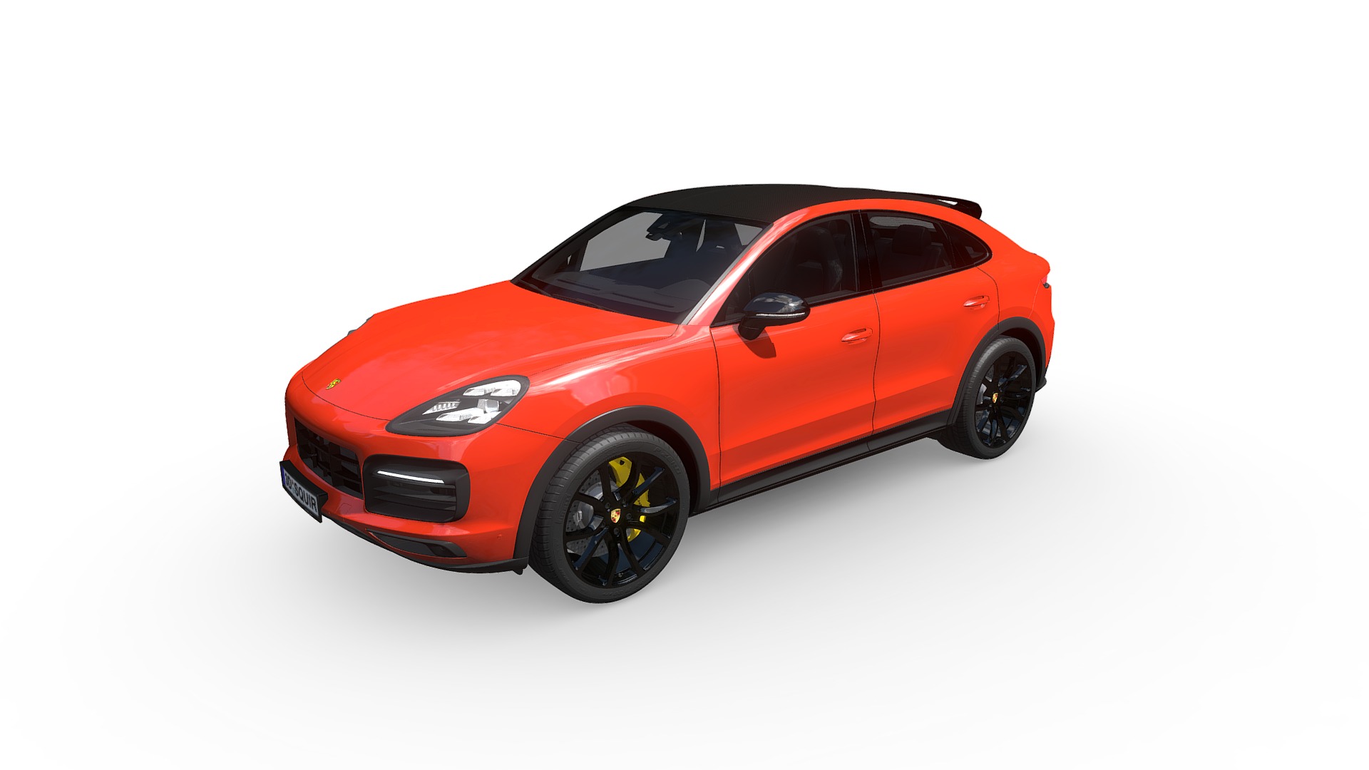 3D model Porsche Cayenne Coupe 2020 - This is a 3D model of the Porsche Cayenne Coupe 2020. The 3D model is about a red car with black wheels.