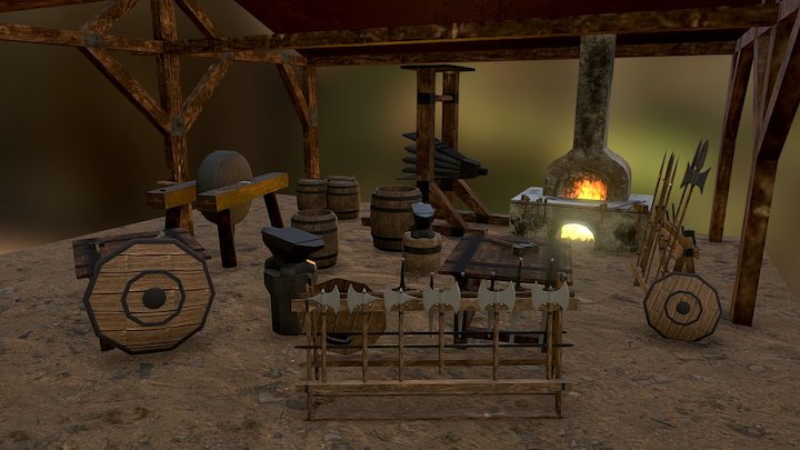 Modular Forge Scene 3D Model