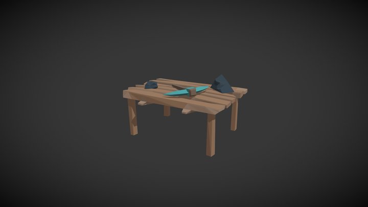 Low Poly Mining Bench 3D Model