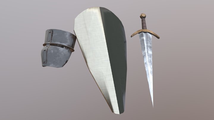 Sword_ Shield_and_ Helmet 3D Model