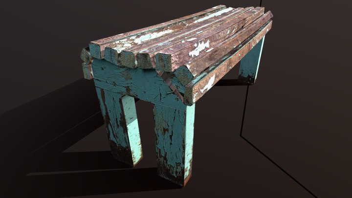 Bench Wooden 01 3D Model