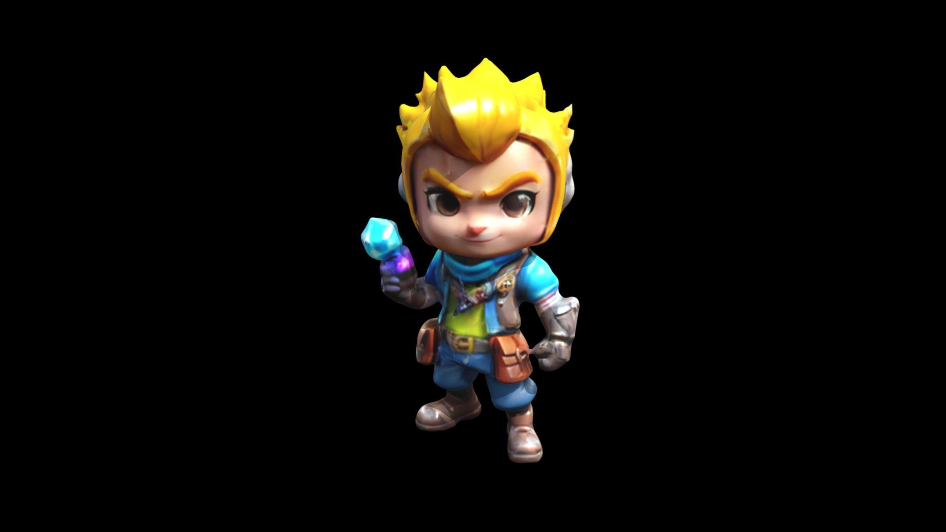 A cartoon character with blonde spiky hair, blue - Download Free 3D ...