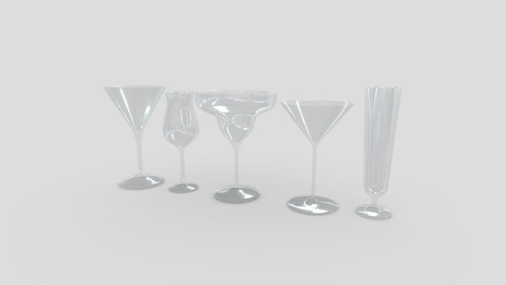Cocktail Glass Set 3 3D Model