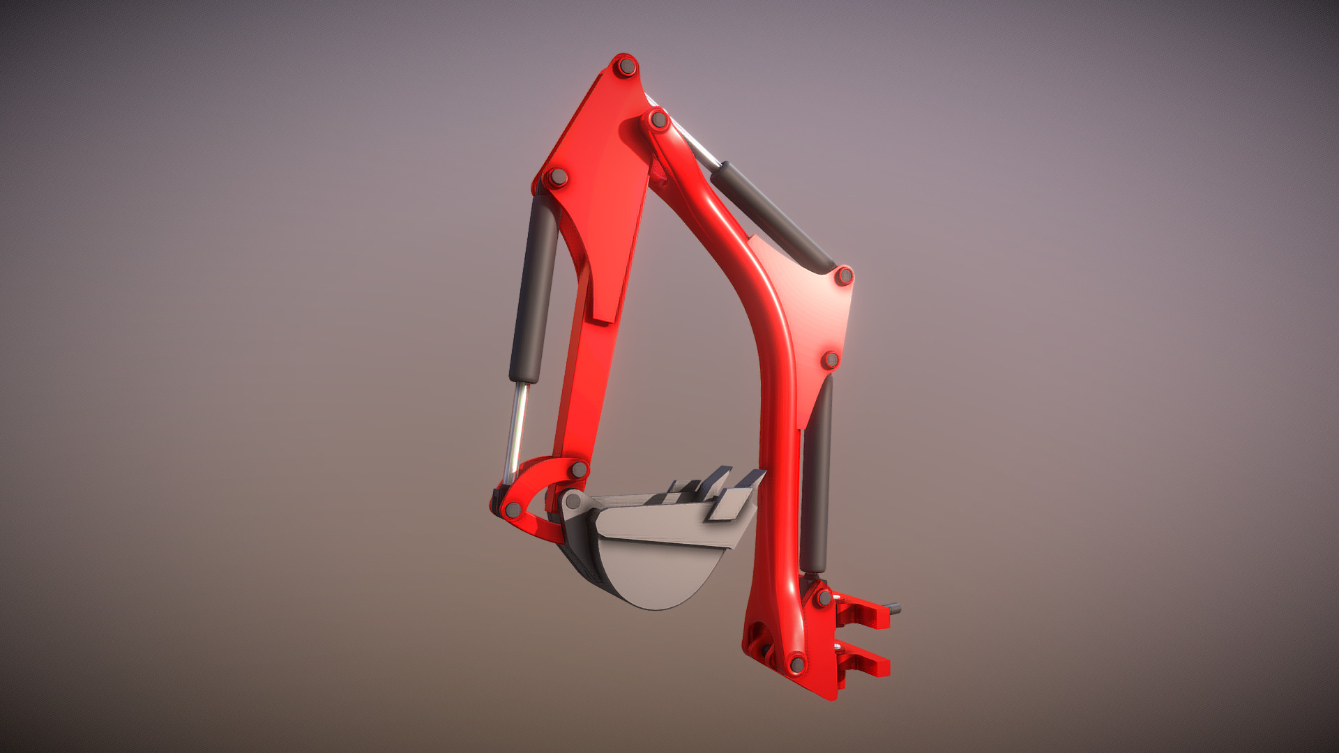 3D model Rigged Excavator Shovel Arm -1- (High-Poly) - This is a 3D model of the Rigged Excavator Shovel Arm -1- (High-Poly). The 3D model is about a red and white gun.