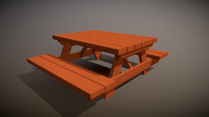 Picnic Wooden Table 3D Model