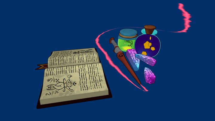 Wizard Set - Stylized Magic Items 3D Model