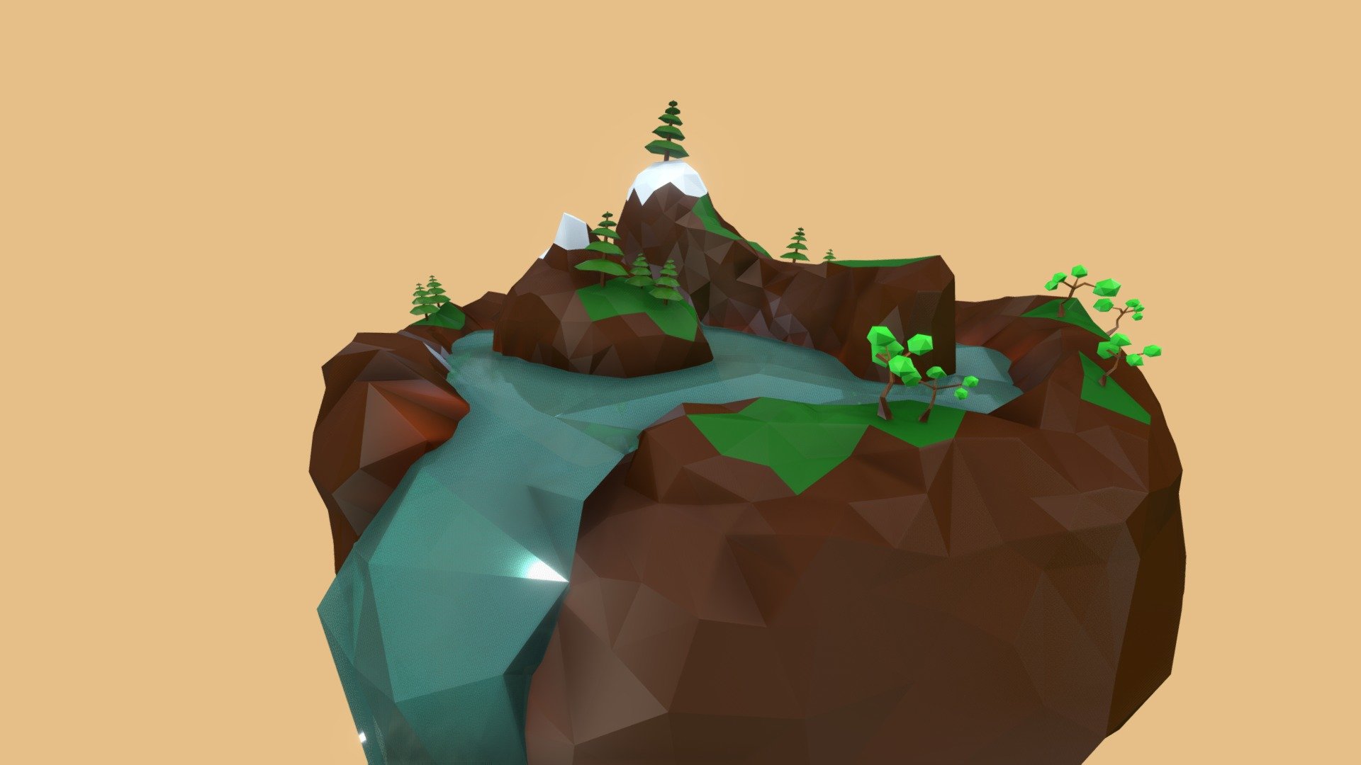 Low poly landscape island