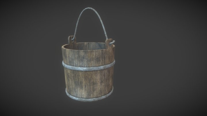 Wooden Bucket 3D Model