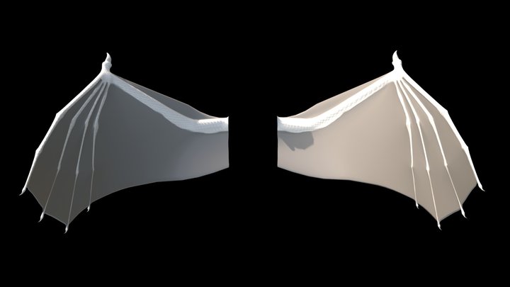 Adjustable Subdivision Dragon Bat Vampire Wings 3D Model