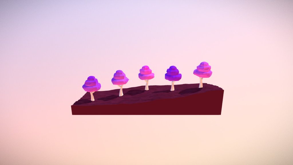 Low Poly Tree - Violet To Pink