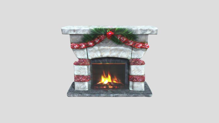 A Holiday Fireplace 3D Model
