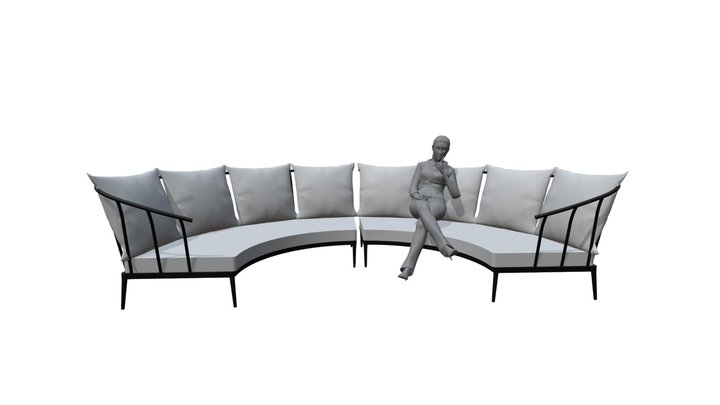 Nordic Arc Deep Seat Lounge W/Cushions 3D Model