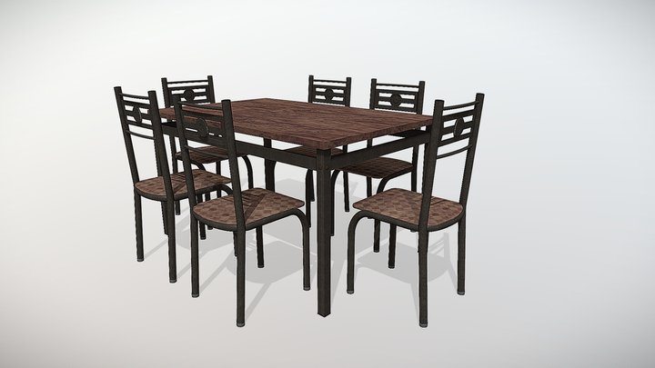 mesa e cadeira roma 6 cadeira 3D Model