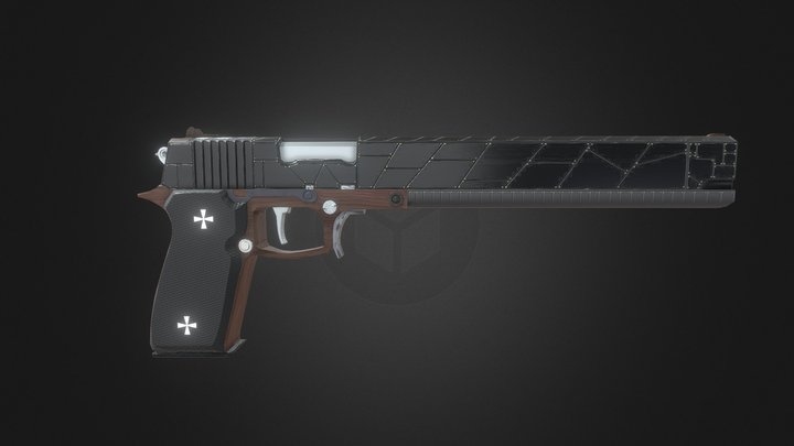 Long barrel pistol. 3D Model