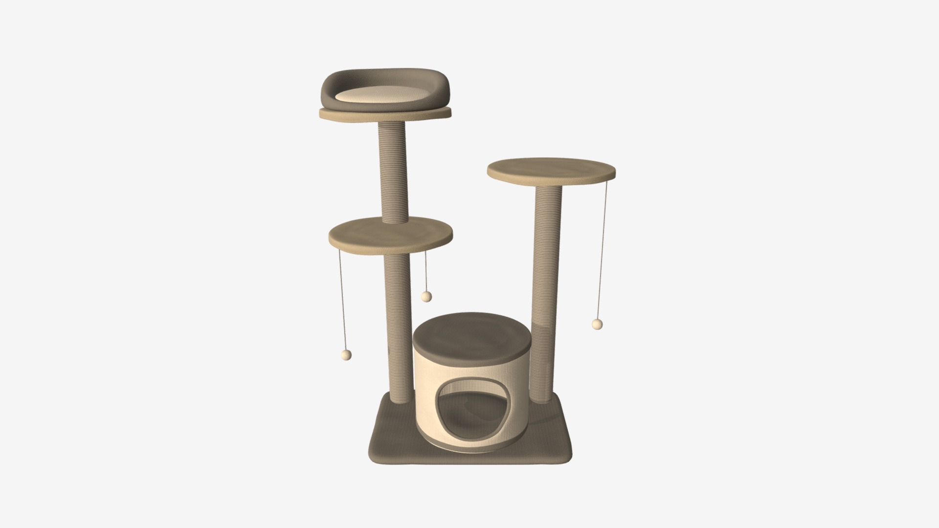 3D model pet playhouse 03 - This is a 3D model of the pet playhouse 03. The 3D model is about a black and silver stool.