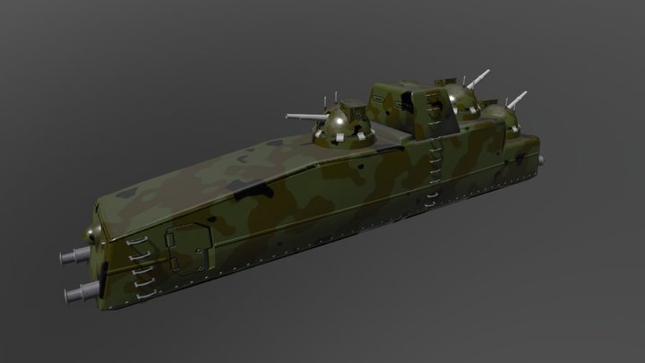 Armored Train Engine, Assault variant 3D Model