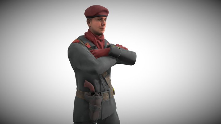 Fictional soldier with revolver 3D Model