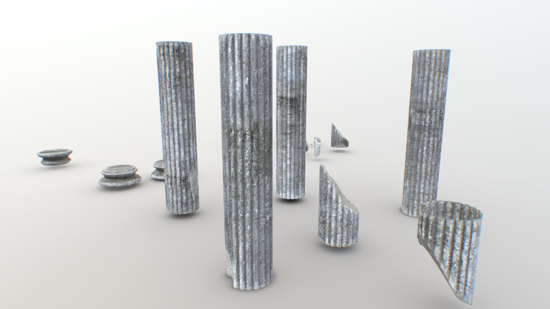 3D model Old Columns Modular PBR - This is a 3D model of the Old Columns Modular PBR. The 3D model is about several metal rods with different colored circles.