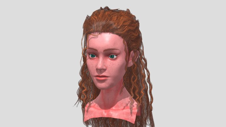 Curly Long Hair Girl Head Practice